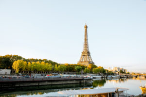 Eiffel tower on Seine river in Paris